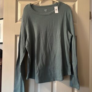 GAP Women's Long Sleeve Waffle Top - Green